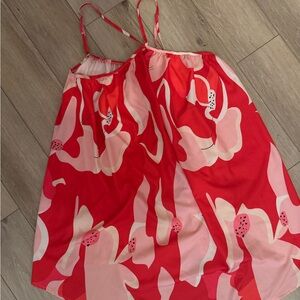 Red and Pink Floral Dress